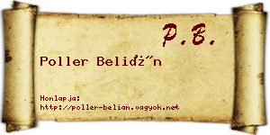 Poller Belián névjegykártya